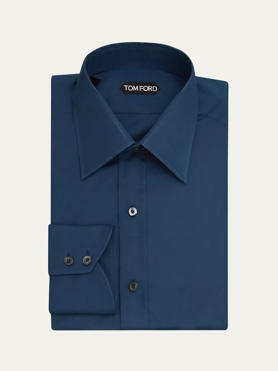 Men's Giza Cotton Poplin Solid Dress Shirt - 1