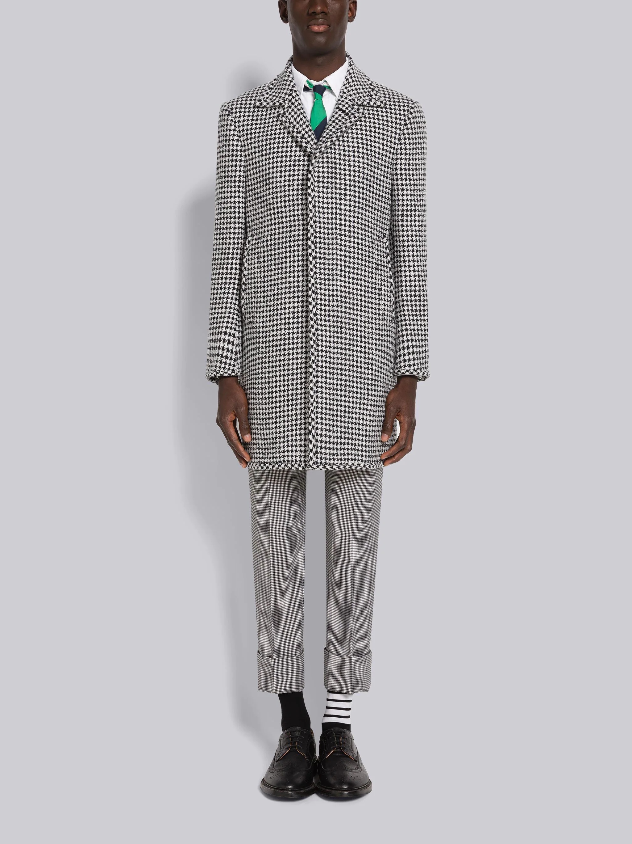 Houndstooth Cashmere Boucle Bal Collar Overcoat - 1