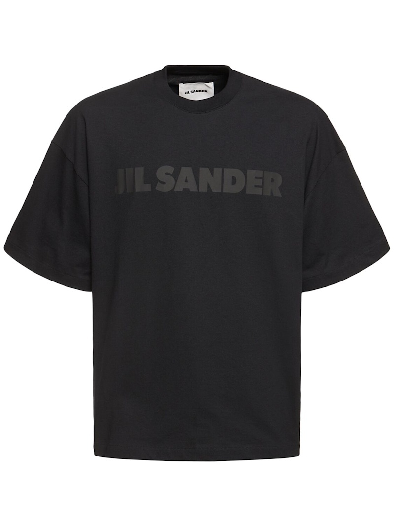Tシャツ・カットソー JIL SANDER Logo print T-shirt White/Black Jil Sander logo-print T-shirt | White | FARFETCH