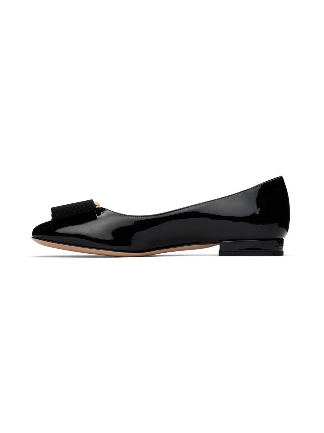 Black Leather & Gros Grain Audrey Ballerina Flats - 3