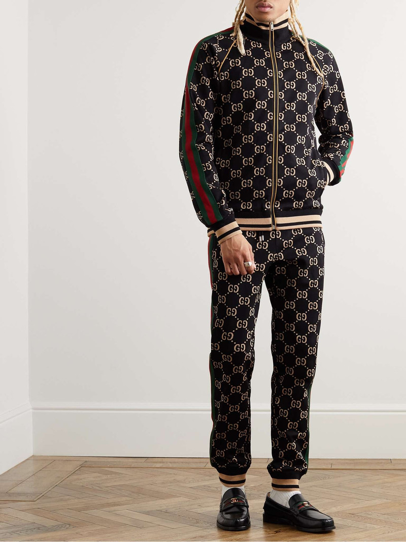 GUCCI Webbing-Trimmed Monogrammed Cotton-Jersey Track Jacket outlook
