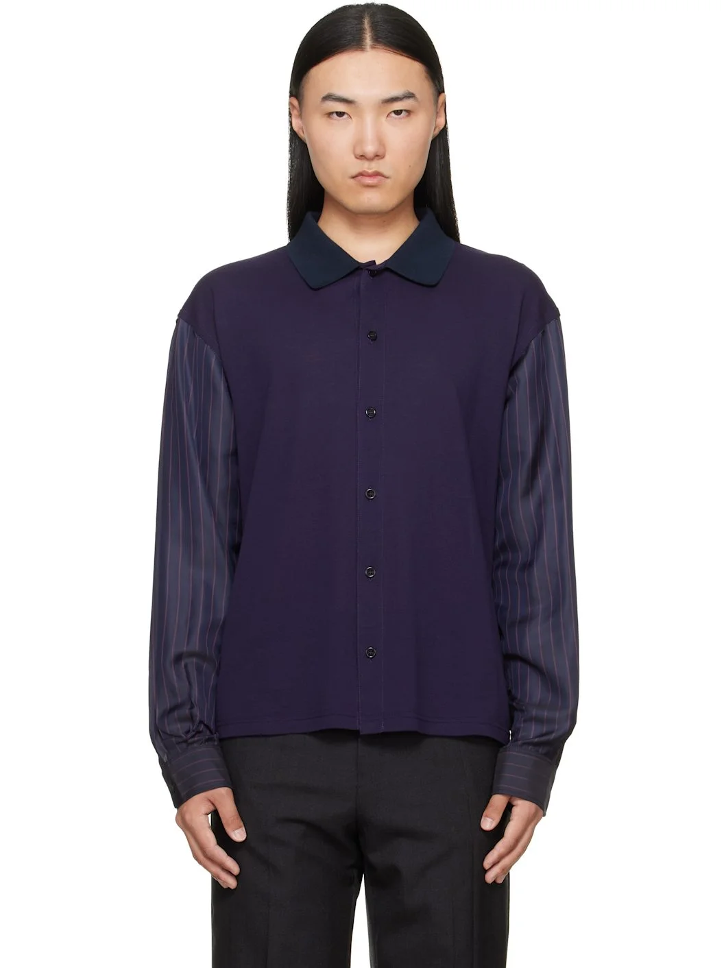 Purple Bimaterial Shirt - 1