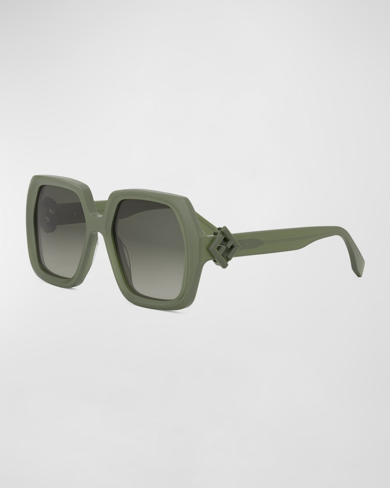 FENDI Fendi Diamond Green Acetate Square Sunglasses outlook