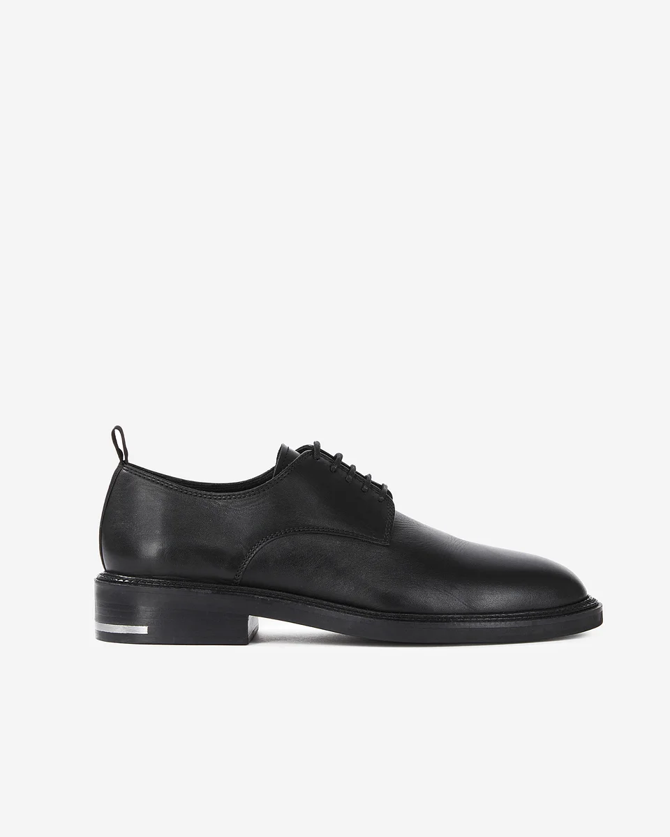 BLACK LEATHER LACE-UP SHOES - 1