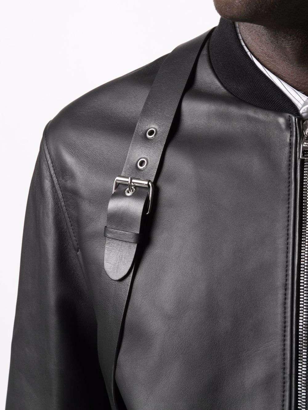 harness leather bomber jacket - 5