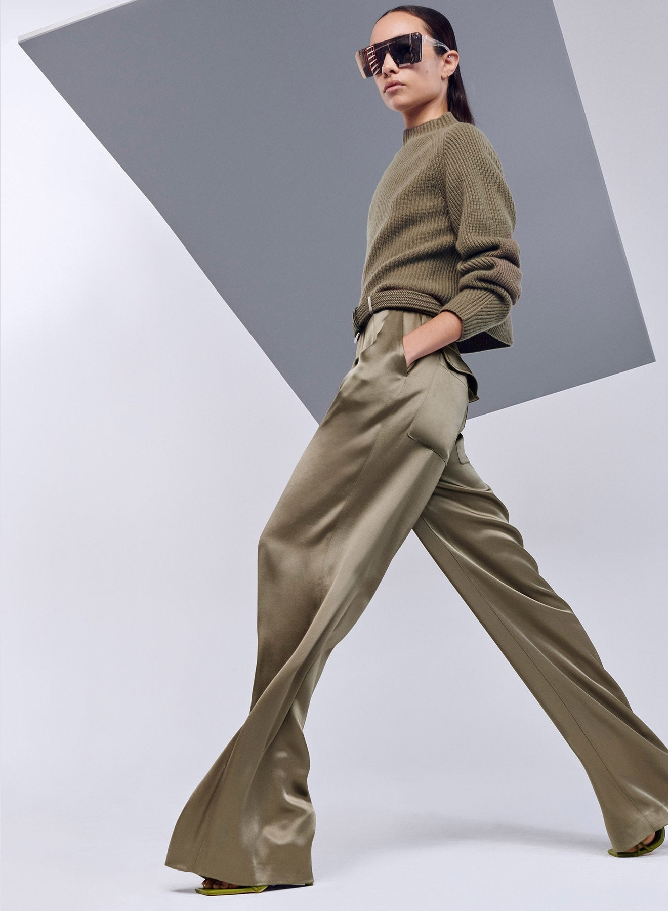 Satin Relaxed Pleated Pant - 1