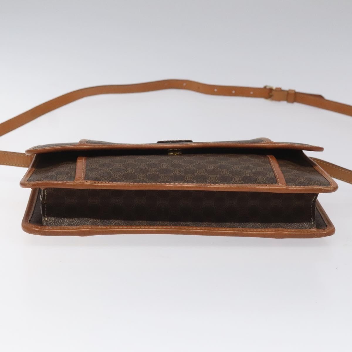 CELINE Macadam Canvas Shoulder Bag Pvc Leather Brown - 5
