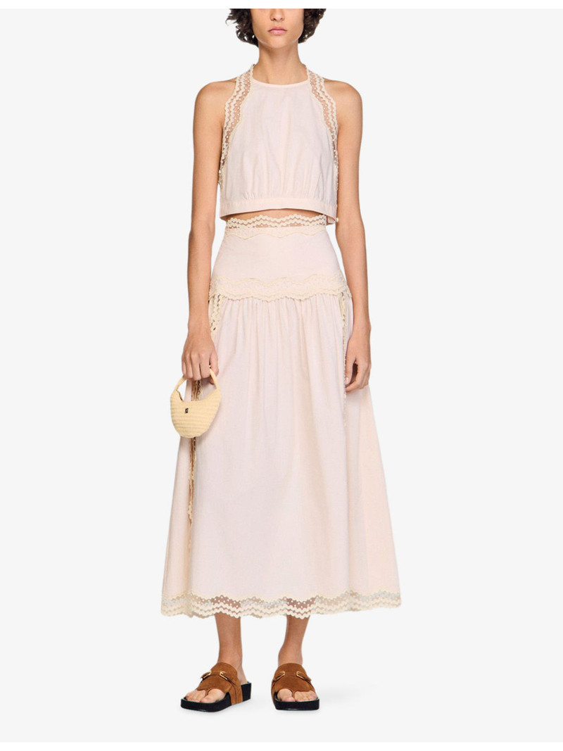 Sandro Contrast-Trim Cropped Cotton Top outlook