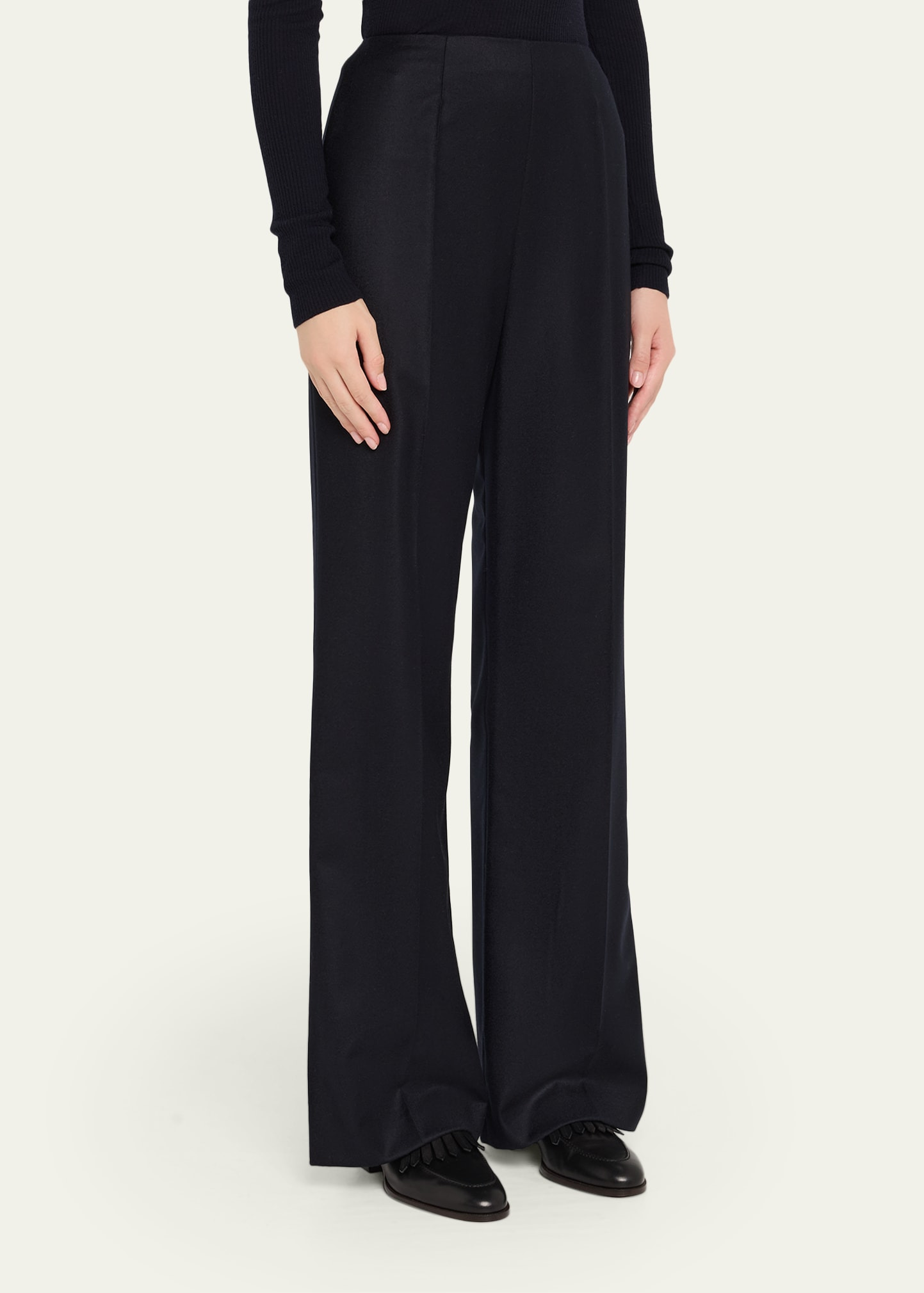 Timi Wool-Cashmere Flannel Wide-Leg Pants - 4
