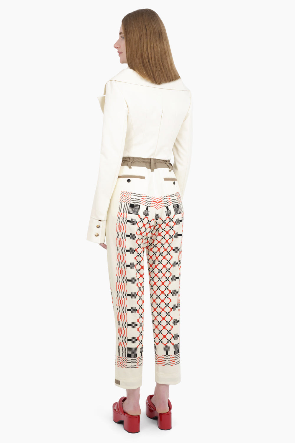 GEOMETRIC PRINT PANTS | ECRU - 4