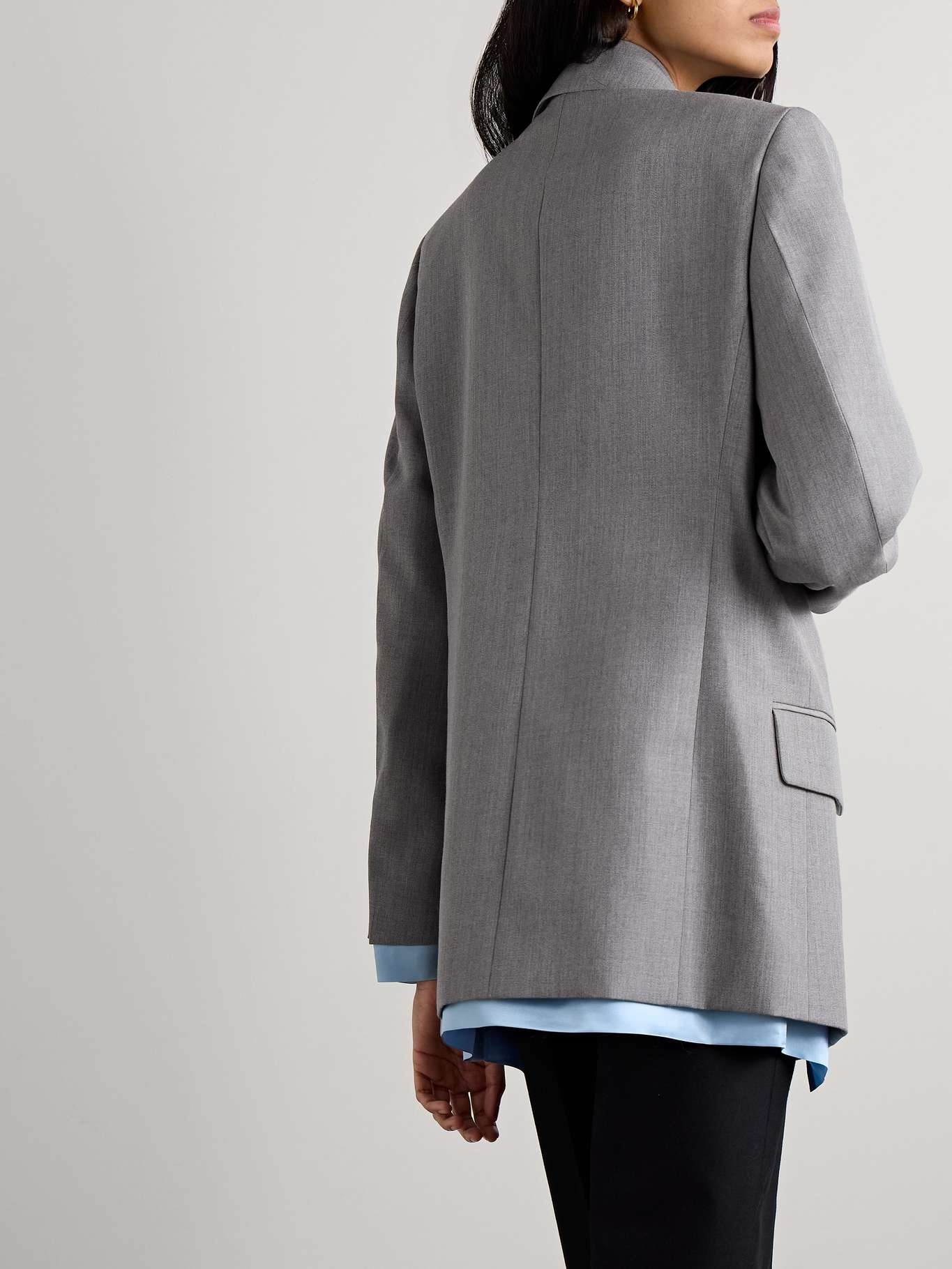 Satin-trimmed grain de poudre wool blazer - 4