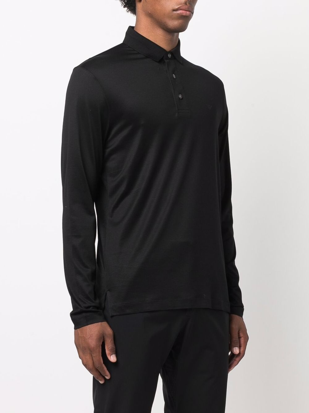 logo-print long-sleeved polo top - 3