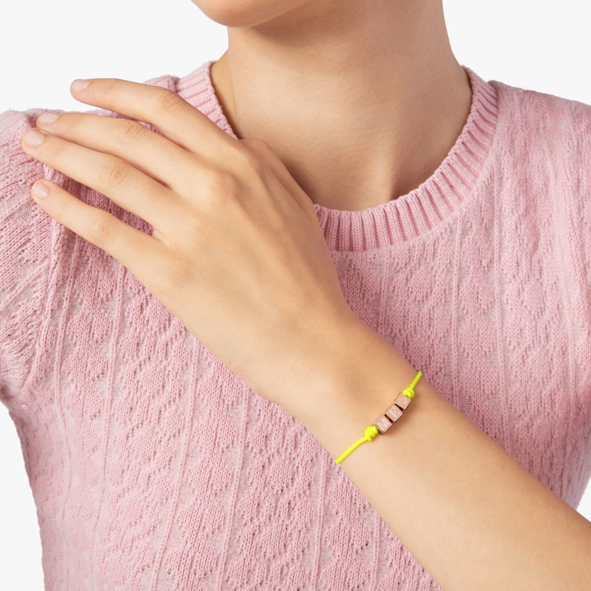 Gold Plated Silver Cube & Cord Bracelet - 3