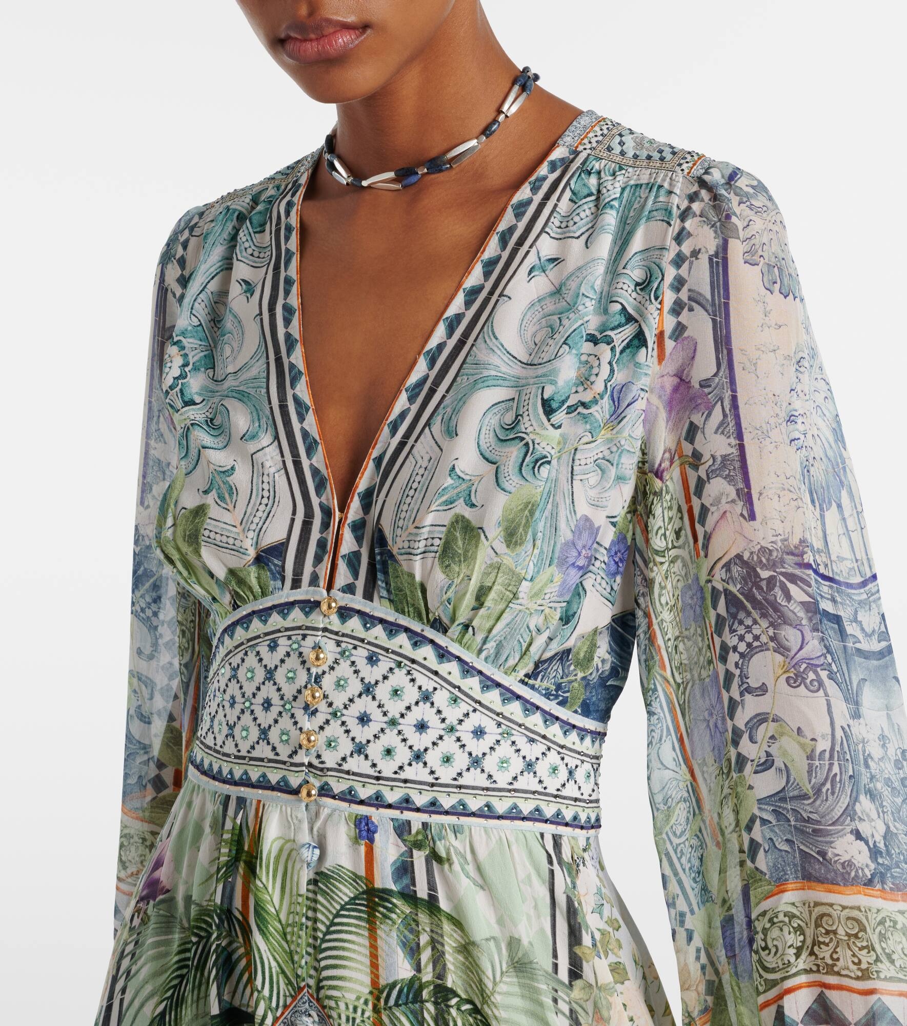 Printed silk crêpe maxi dress - 4