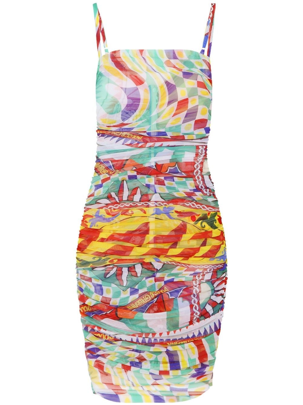 graphic-print gathered-detail dress - 1