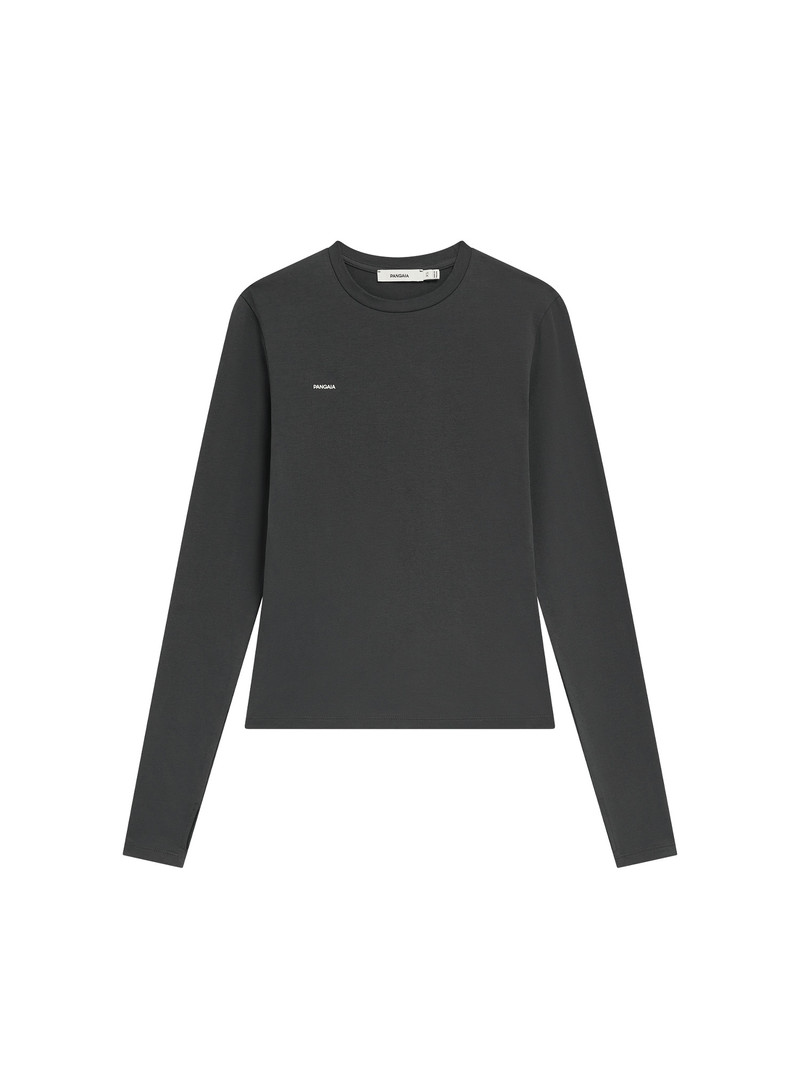 Womens Cotton-Stretch Long-Sleeved Top - Smoked Black 1
