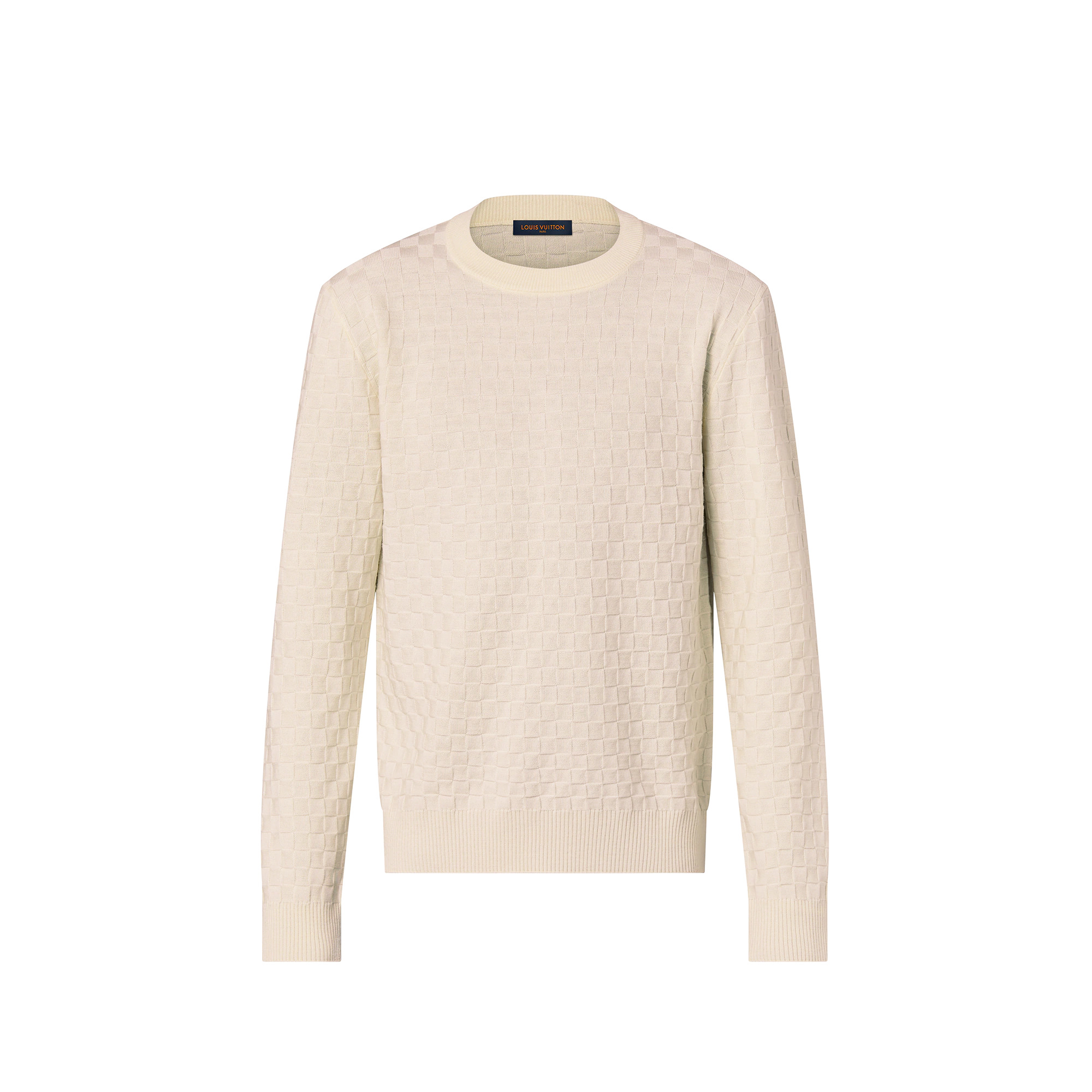 Damier Wool Long-Sleeved Crewneck - 1