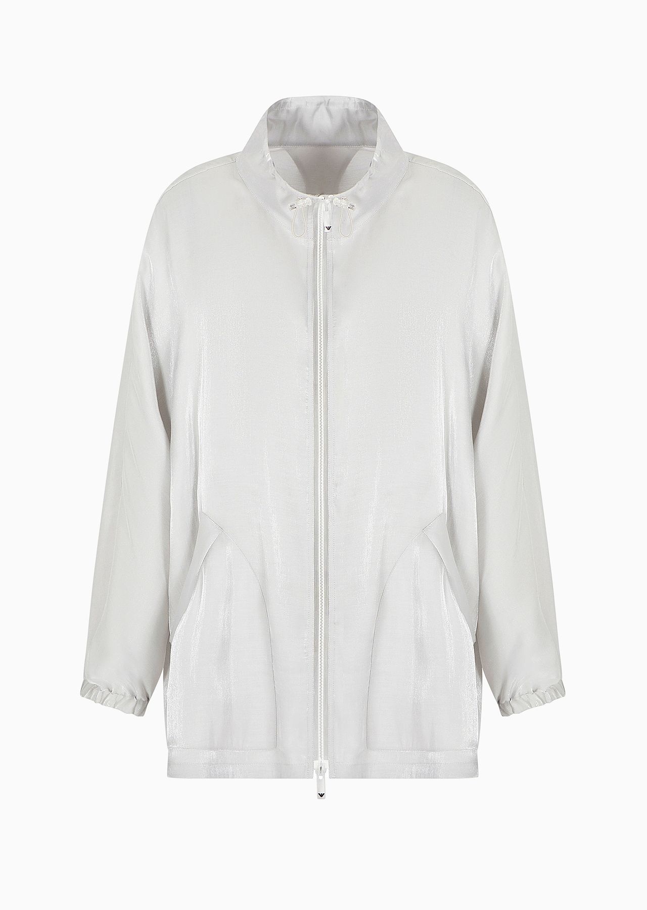 Full-zip pea coat in trilobal fabric - 1