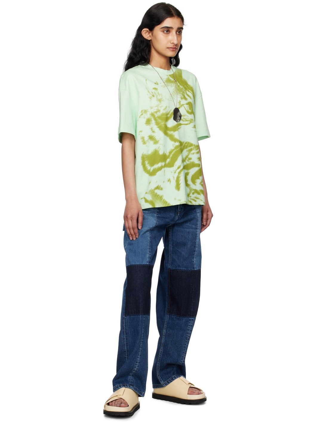 Blue Paneled Jeans - 4