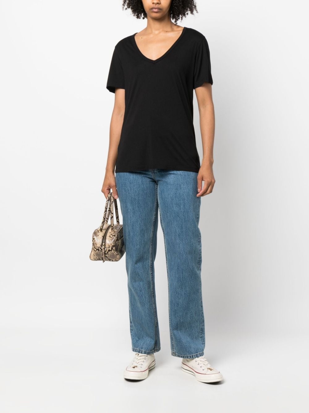 V-neck cotton-blend T-shirt - 2