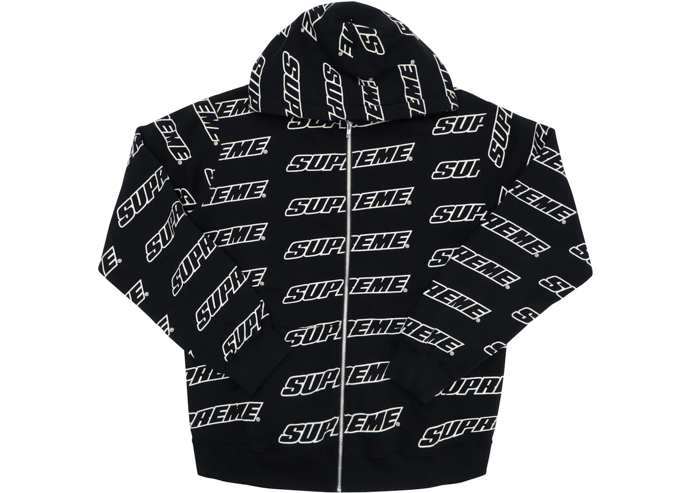 Supreme Repeat Zip Up Hooded Sweatshirt Black - 1