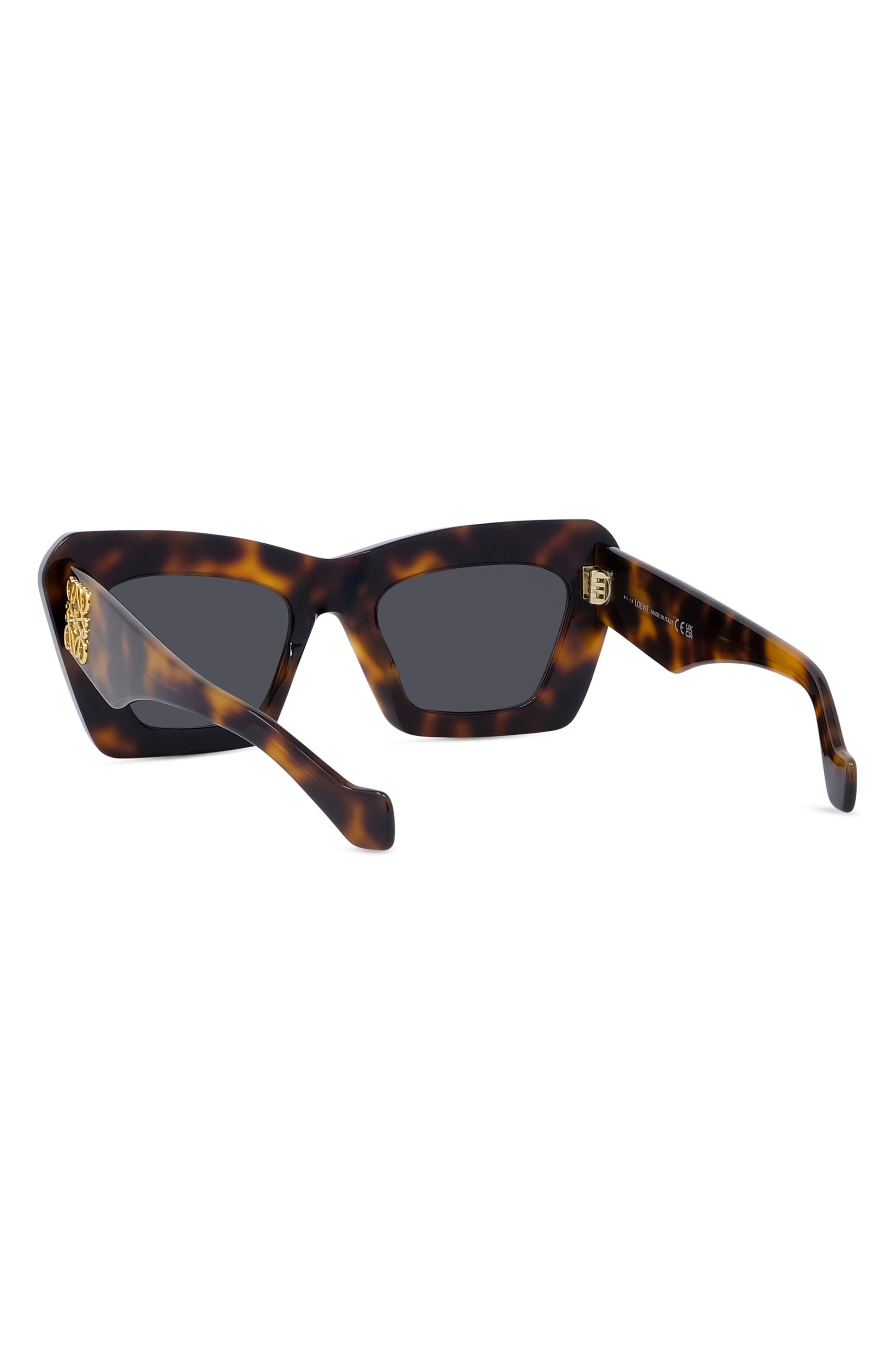 Loewe Anagram 52mm Cat Eye Sunglasses in Dark Havana /Smoke at Nordstrom - 4