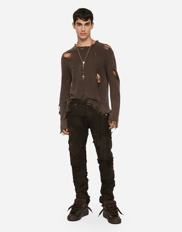 Slim-fit overdyed patchwork jeans - 3