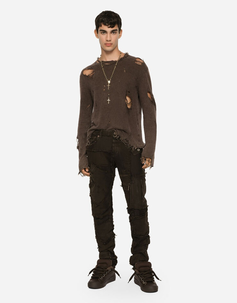 Slim-fit overdyed patchwork jeans 3