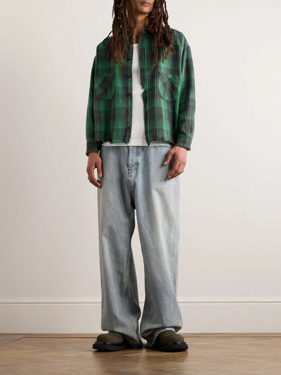 SAINT M×××××× Distressed Checked Cotton-Flannel Shirt outlook