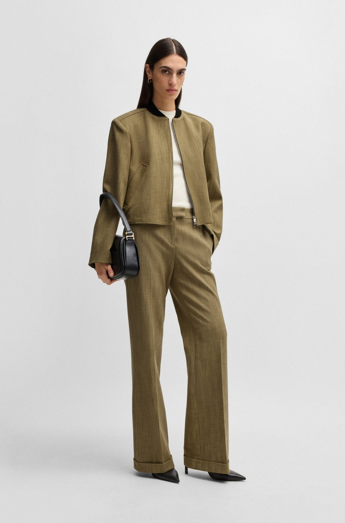 RELAXED-FIT JACKET IN HERRINGBONE STRETCH FABRIC - 3