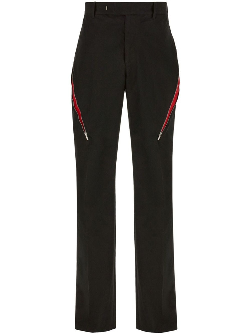 zip-detail tailored trousers 1