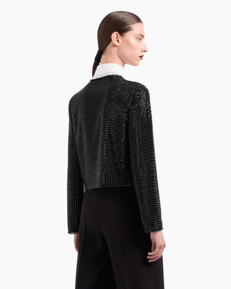 CREW-NECK SILK SATIN SHIRT WITH ALL-OVER EMBROIDERY 3