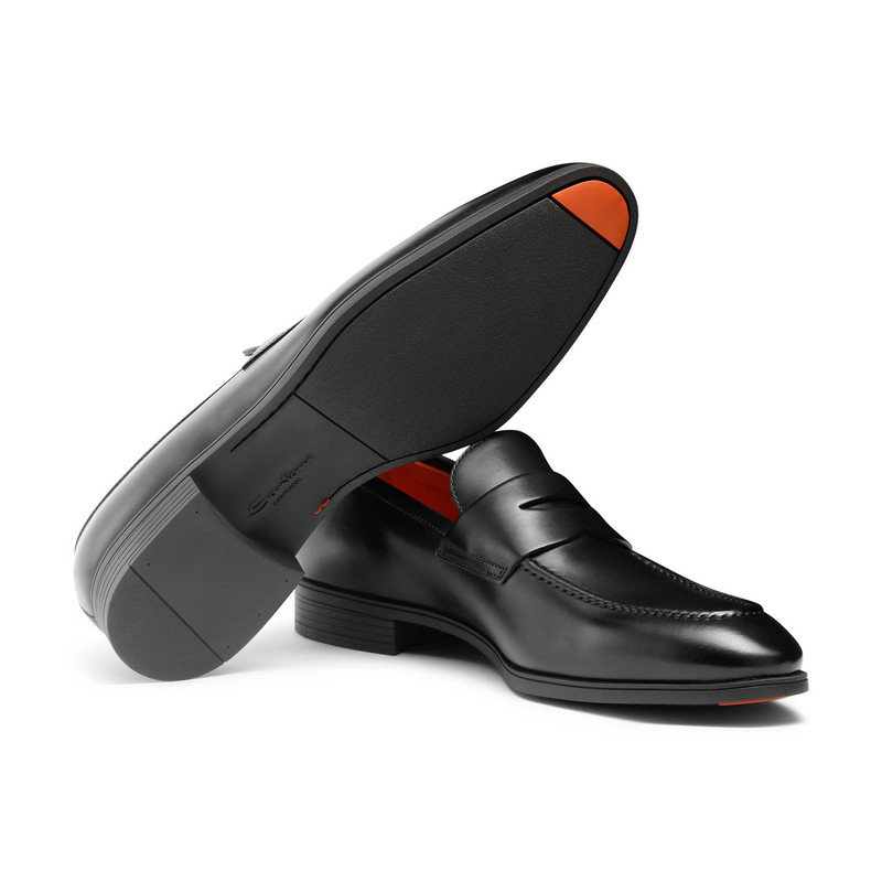 Men's black leather penny loafer 4