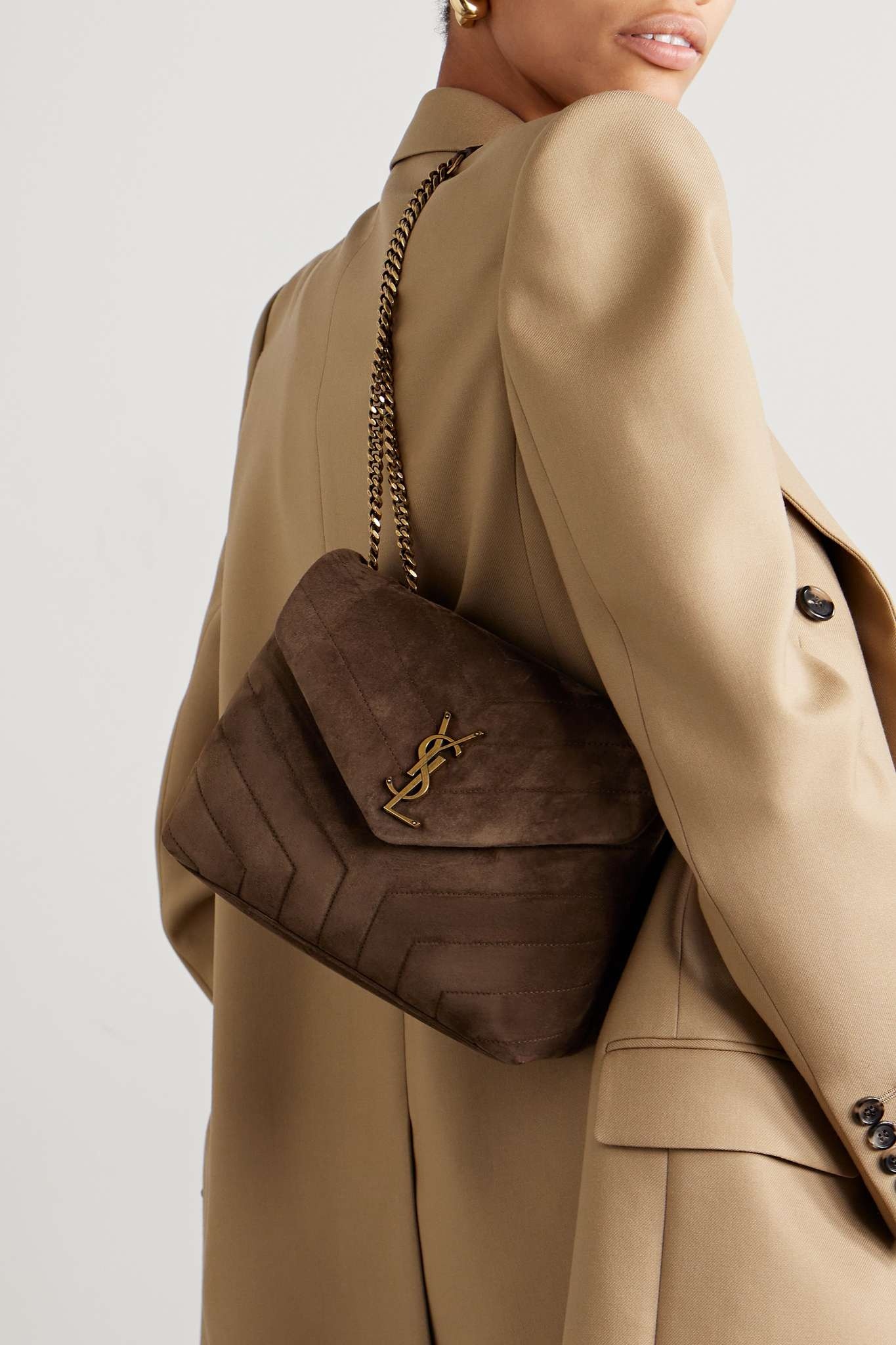 SAINT LAURENT Loulou small quilted suede shoulder bag netaporter REVERSIBLE