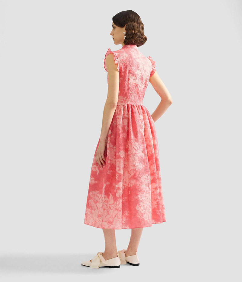 FLORAL PRINT COTTON FIT AND FLARED MIDI DRESS 3