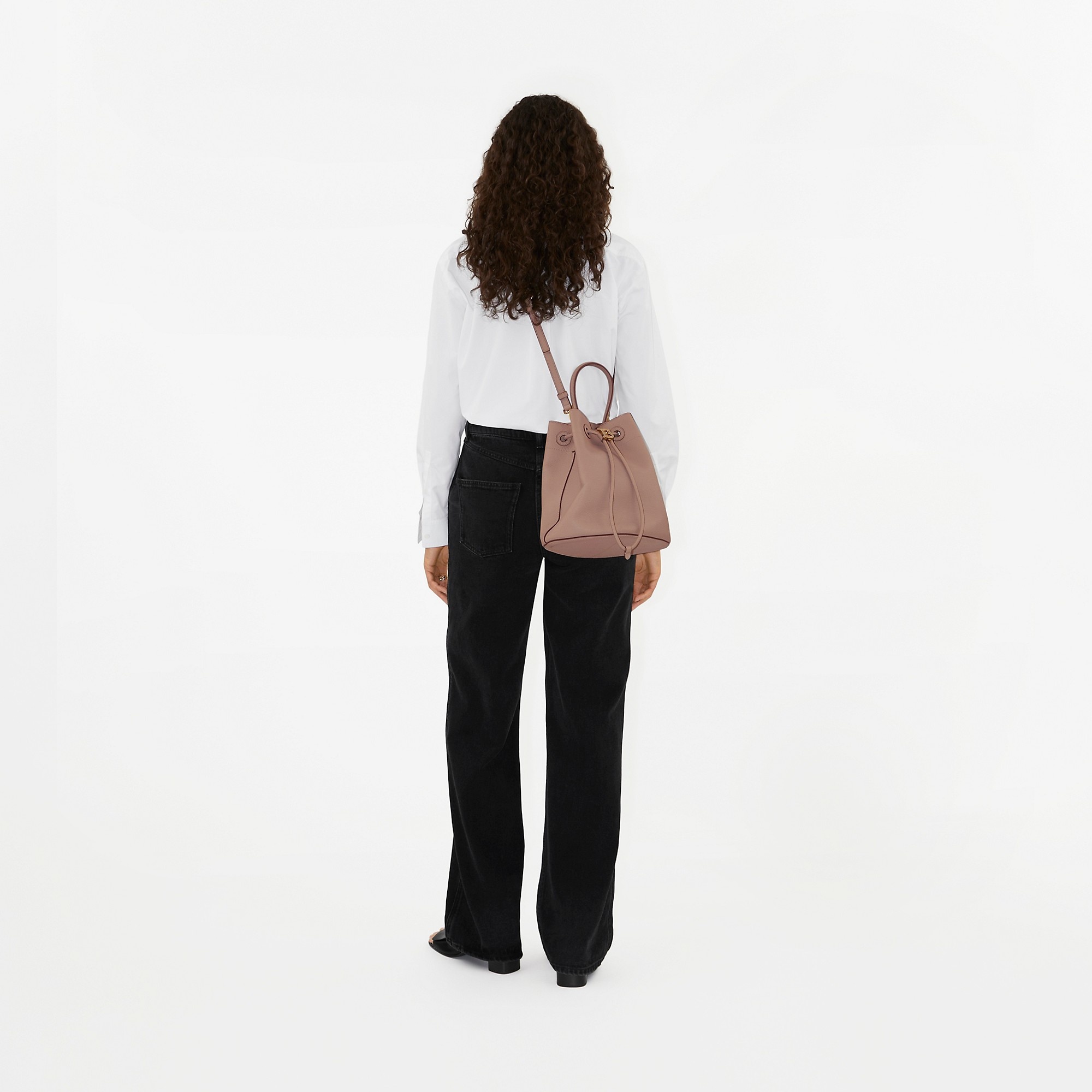 Grainy Leather Small TB Bucket Bag - 2