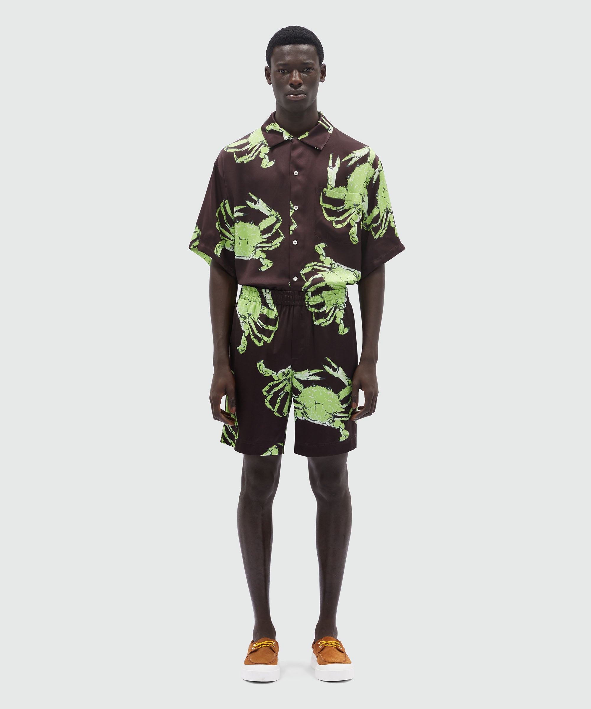 Bermuda shorts in black poplin with "King crab" print - 2