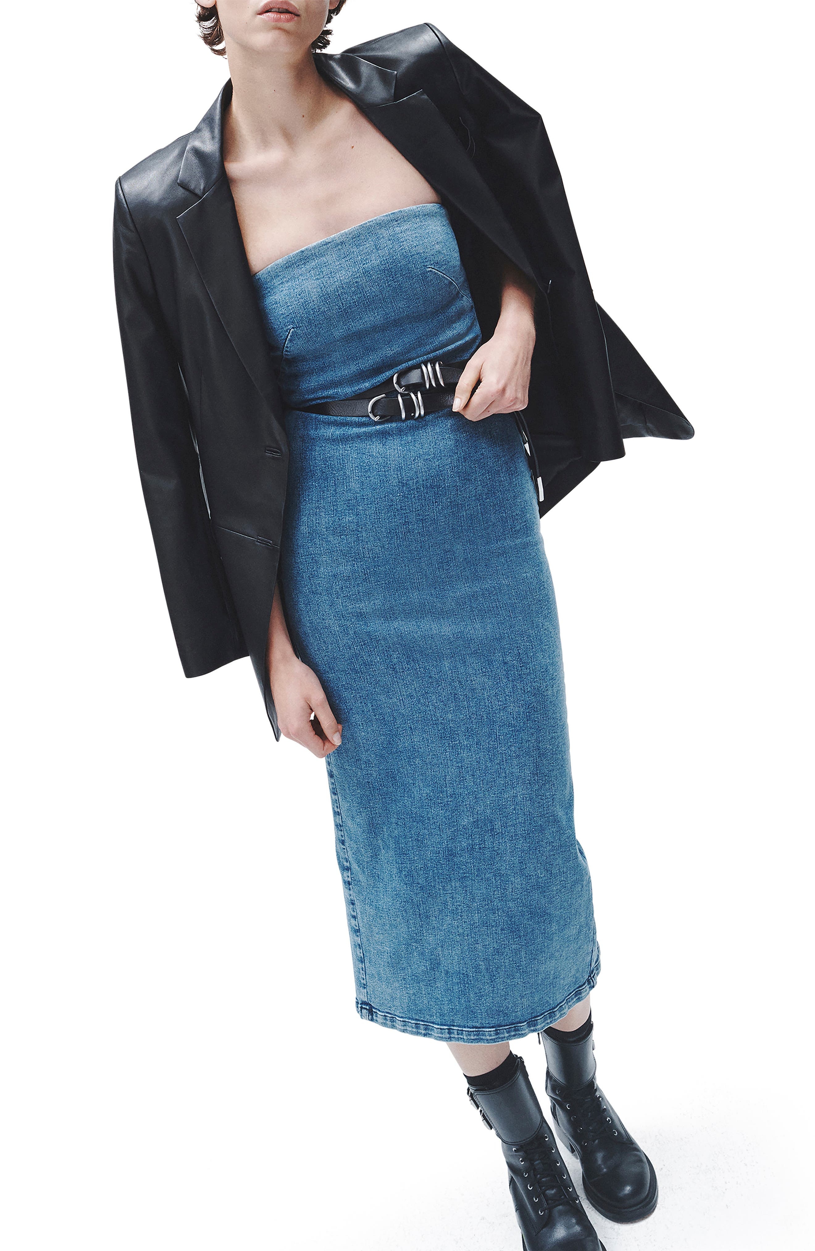 Jasmine Strapless Denim Midi Dress - 6
