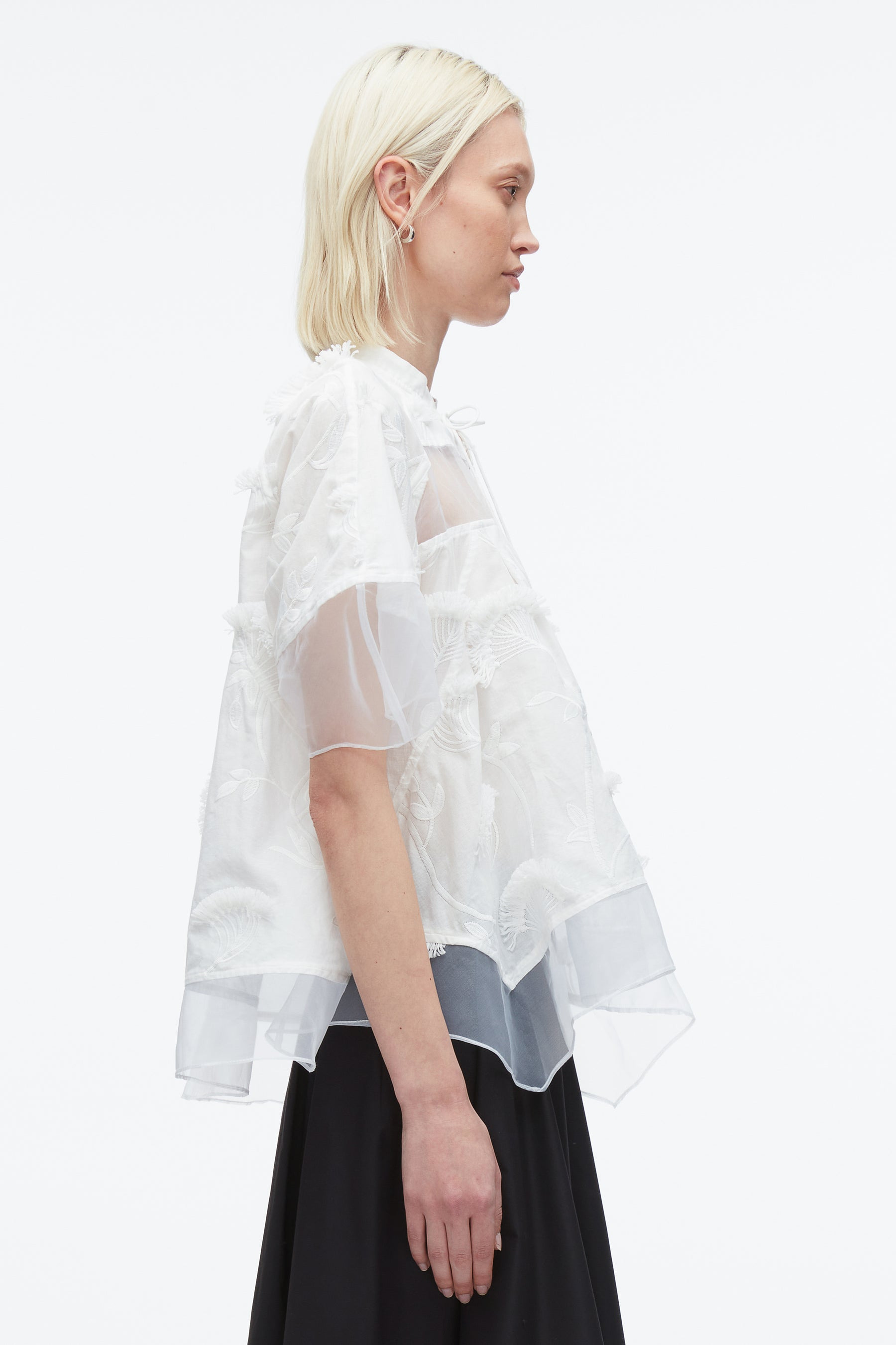 Embroidery Voile Top with Organza Combo - 4