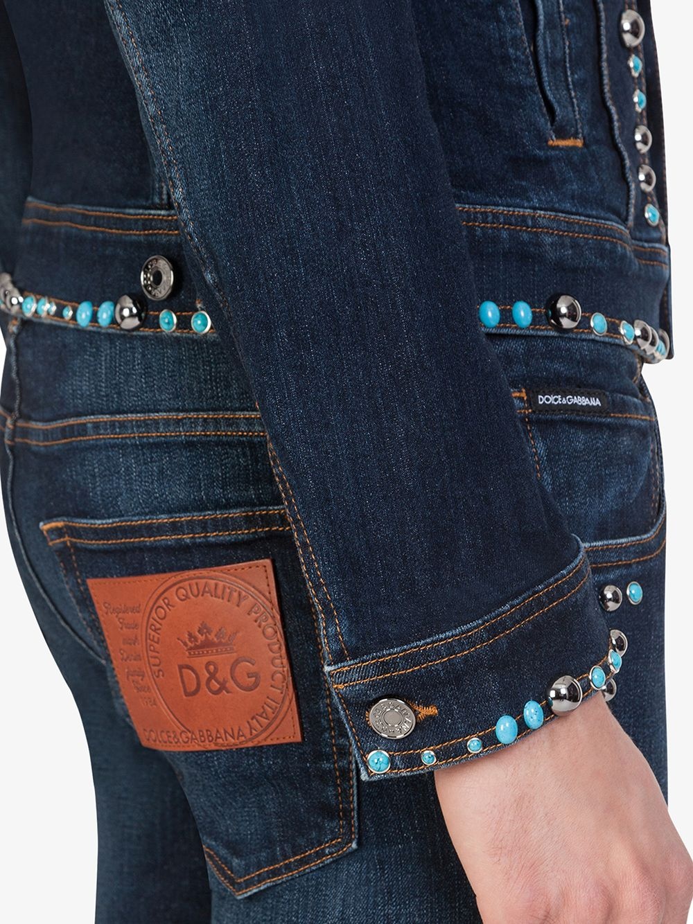 stud-embellished denim jacket - 5