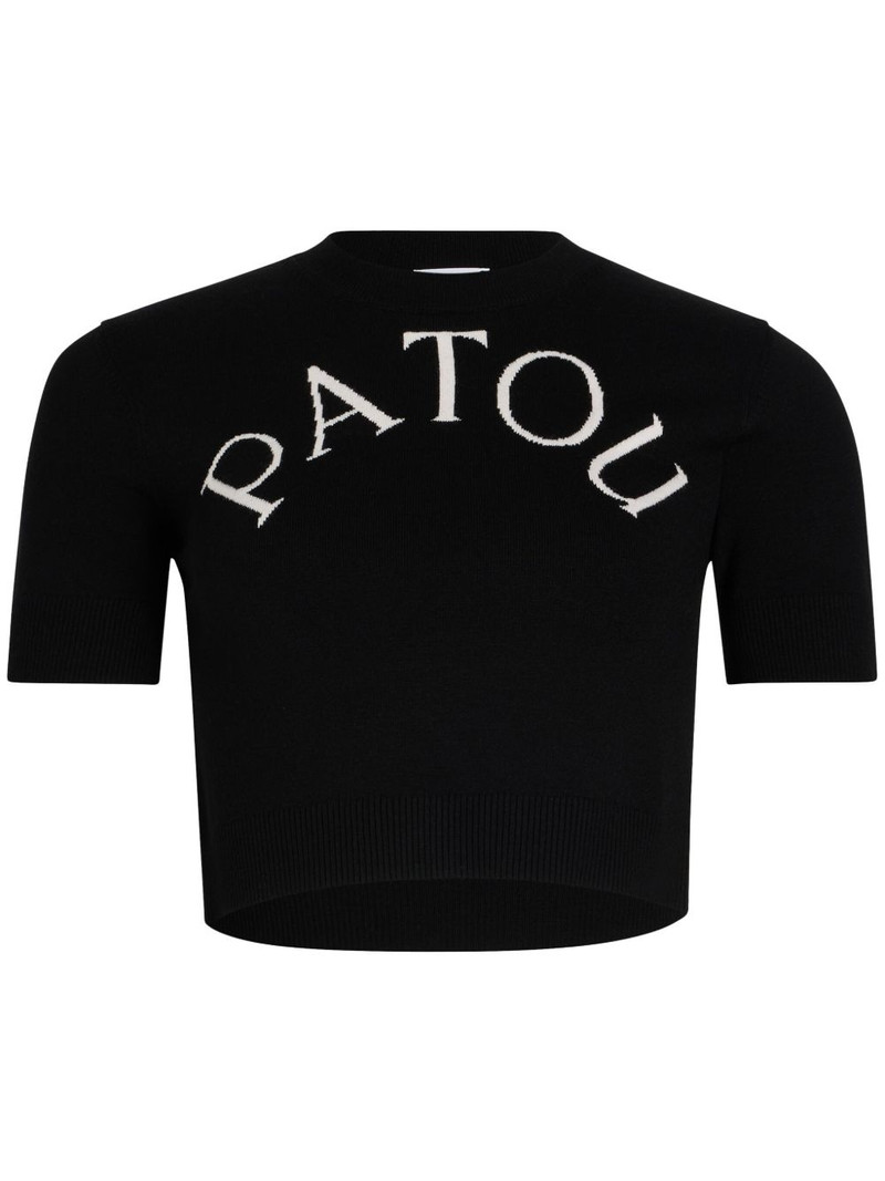 logo-jacquard cropped T-shirt 1