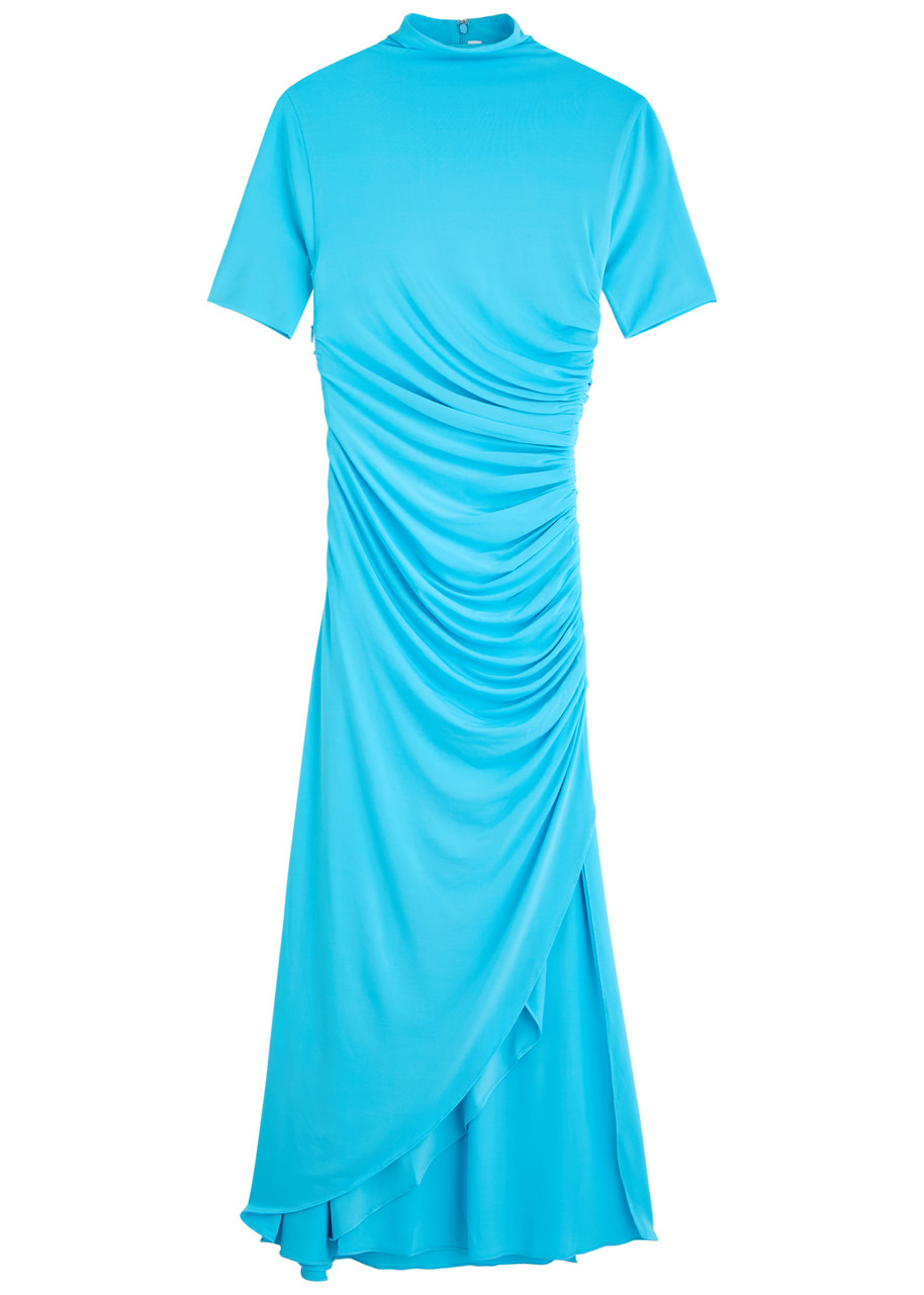 Alaïa Ruched Asymmetric Jersey Midi Dress - 1
