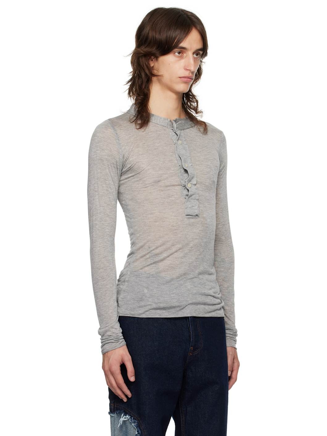 Gray Raw Stack Henley - 2