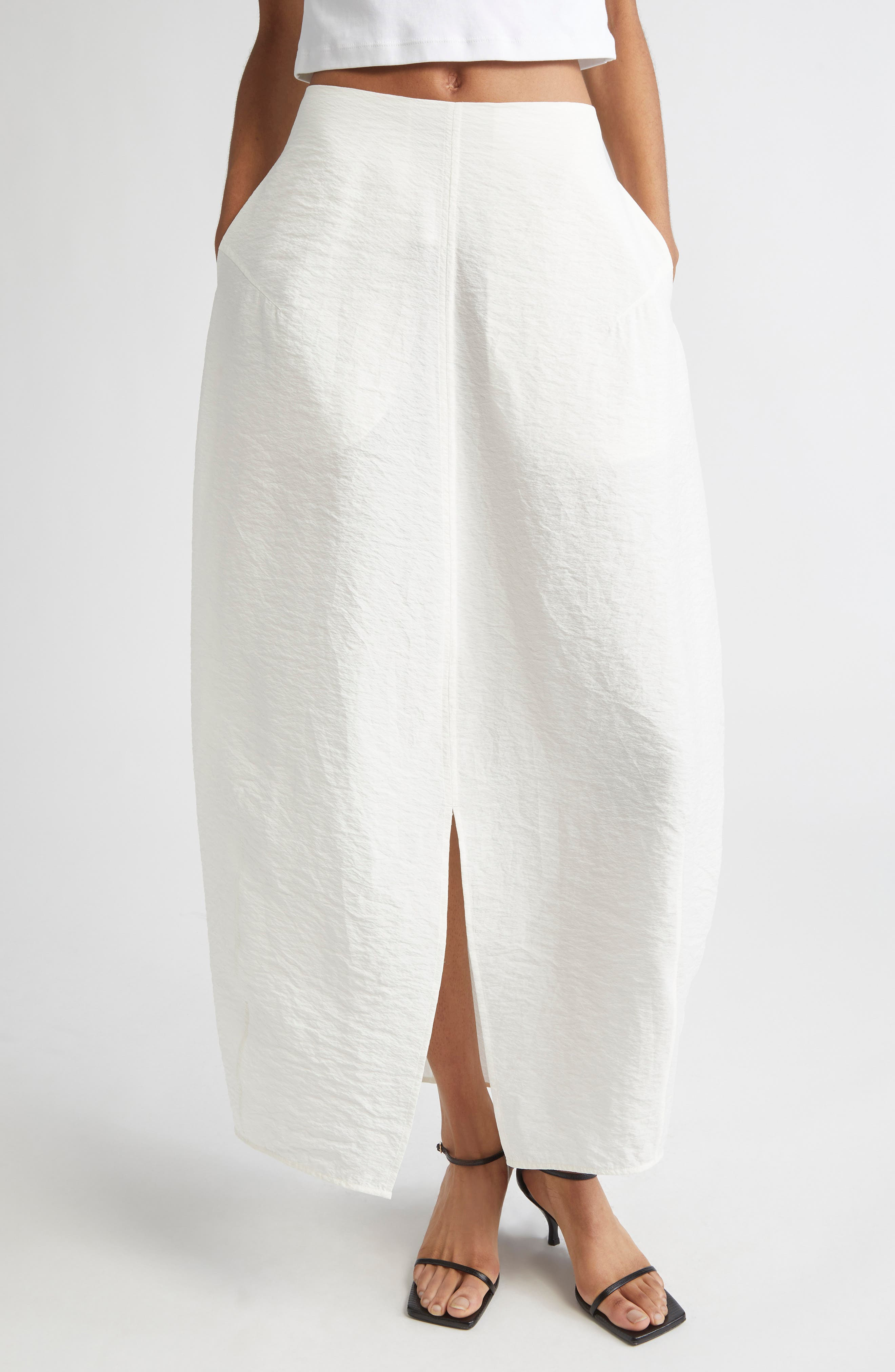 TOTEME Semisheer Silk Blend Parachute Maxi Skirt in White at Nordstrom - 1