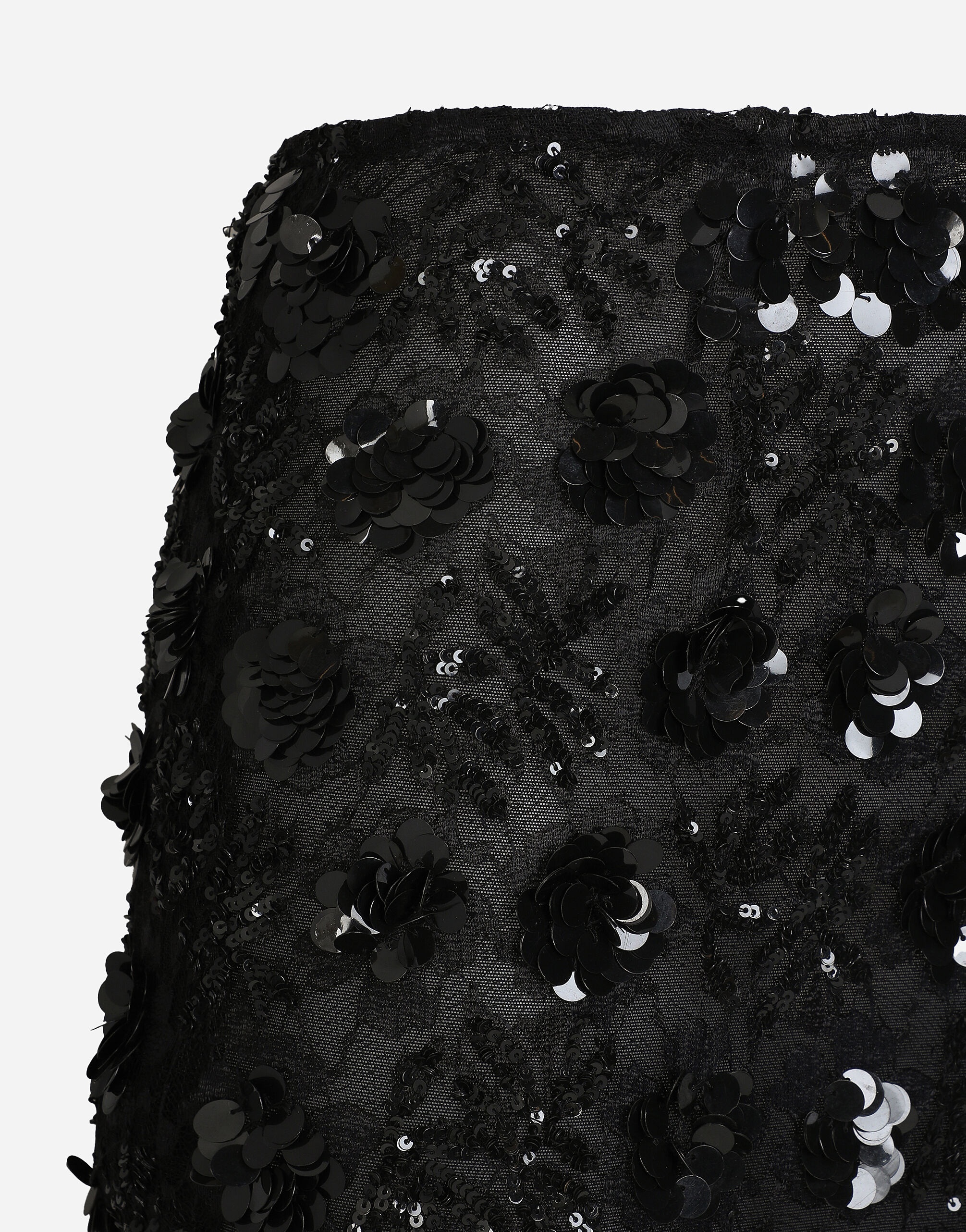Lace calf-length skirt with all-over sequins - 6