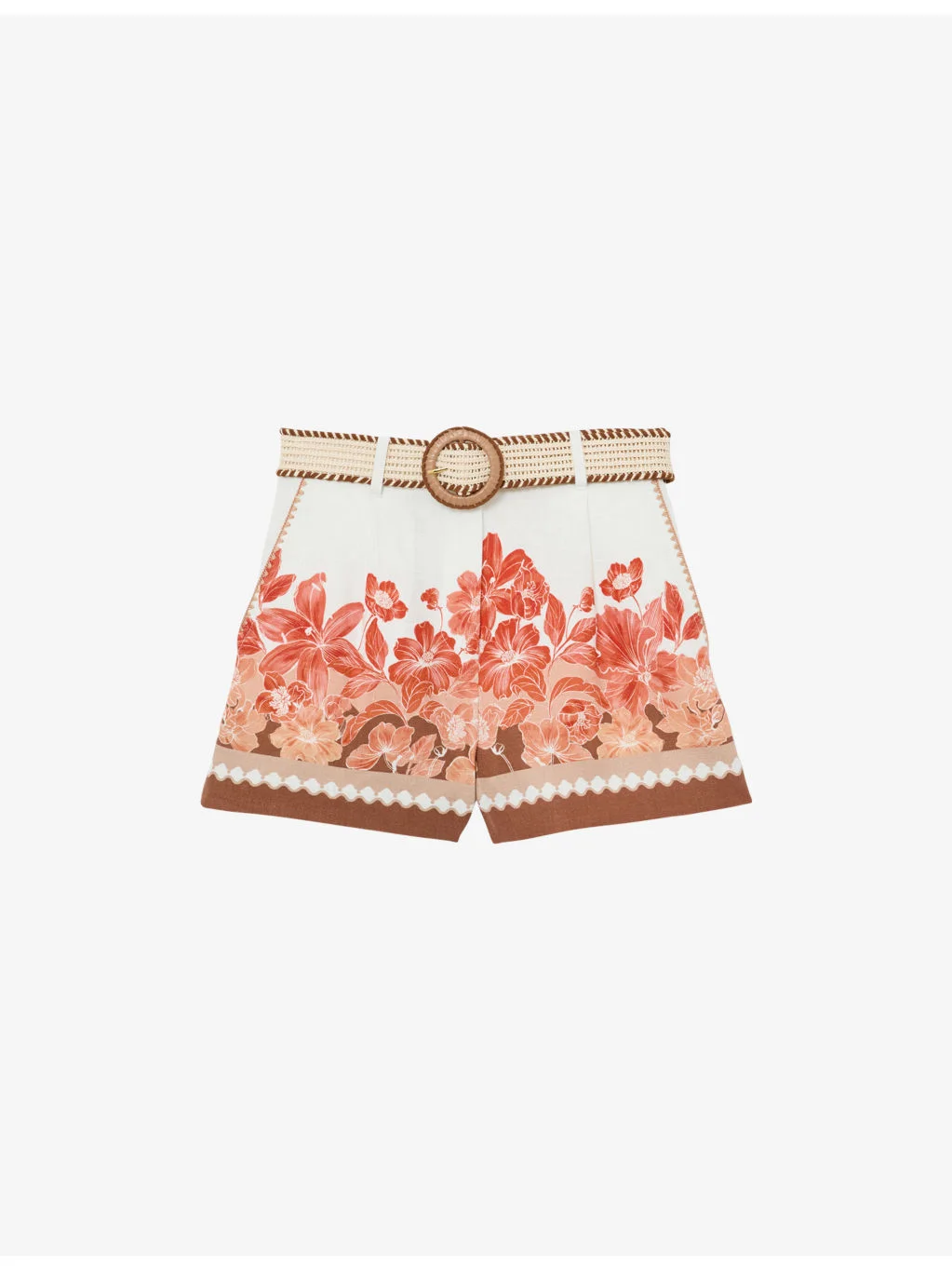 Samira Floral-Print Belted Linen Shorts - 1