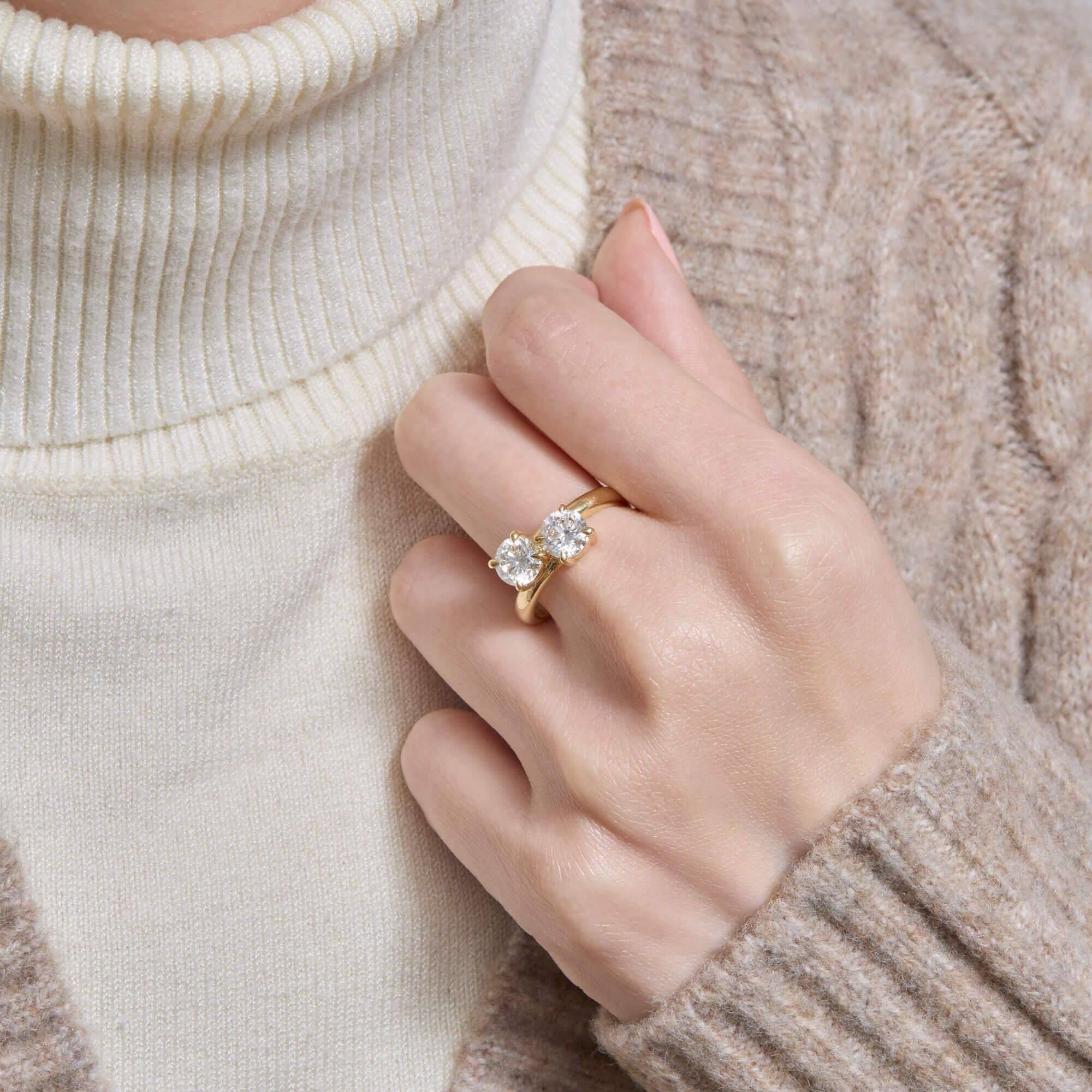 LAB-Created Diamond Moi Et Toi Ring - 2