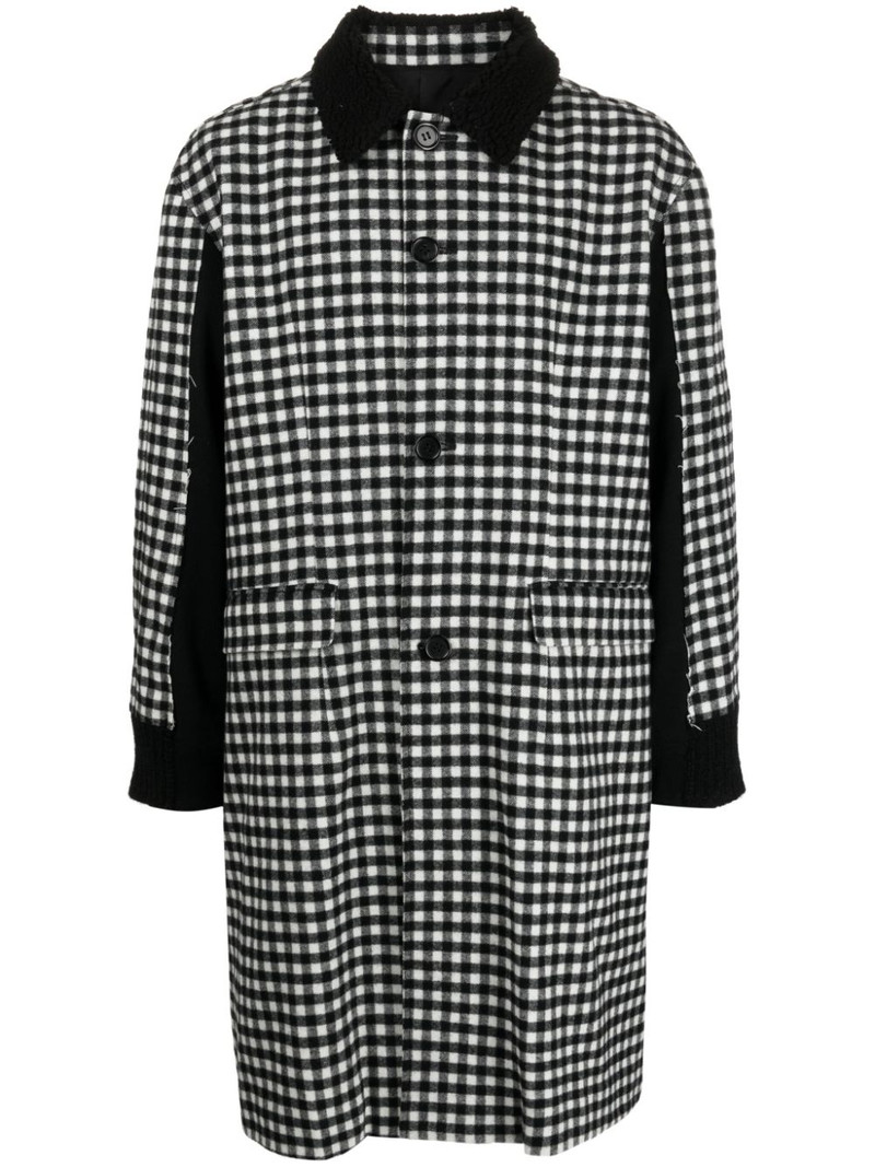 check-print single-breasted coat 1