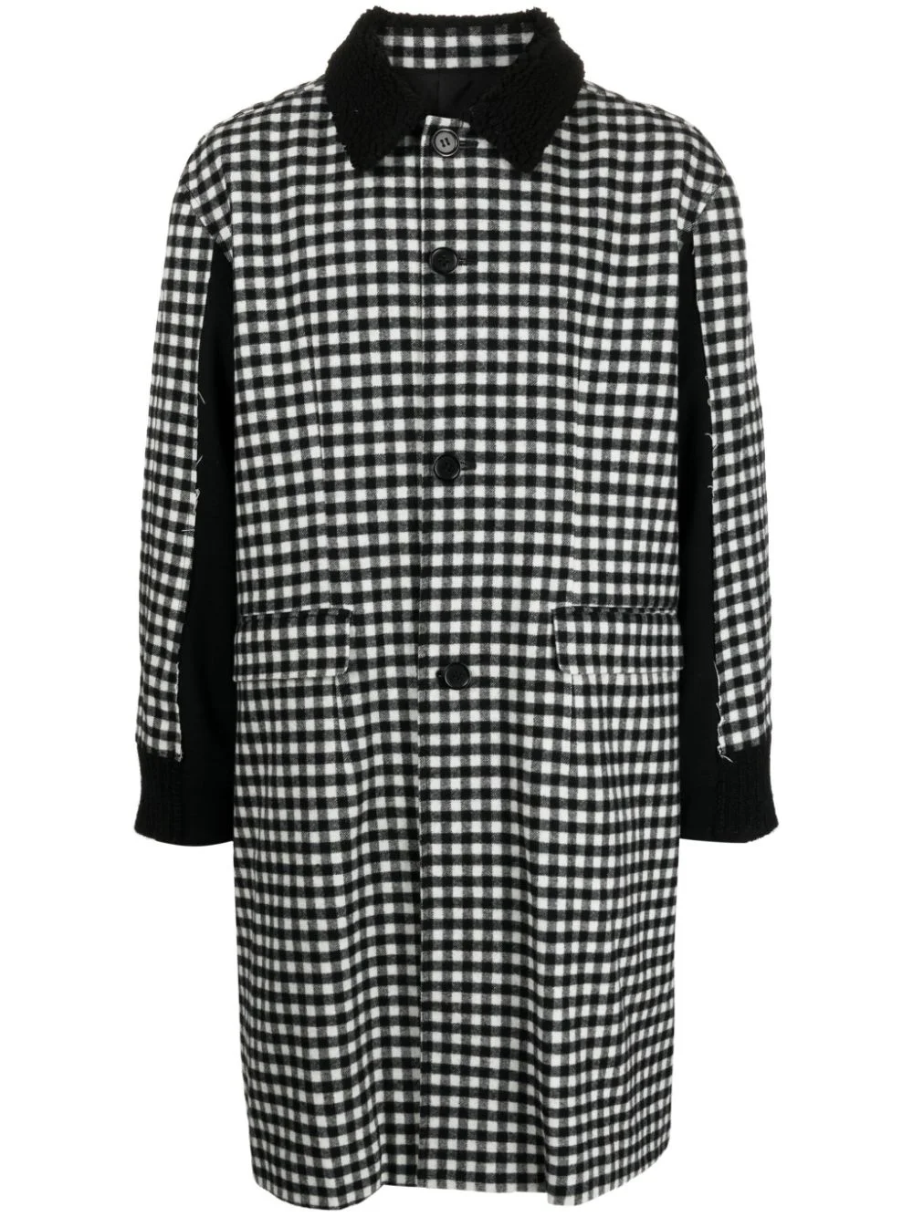 check-print single-breasted coat - 1