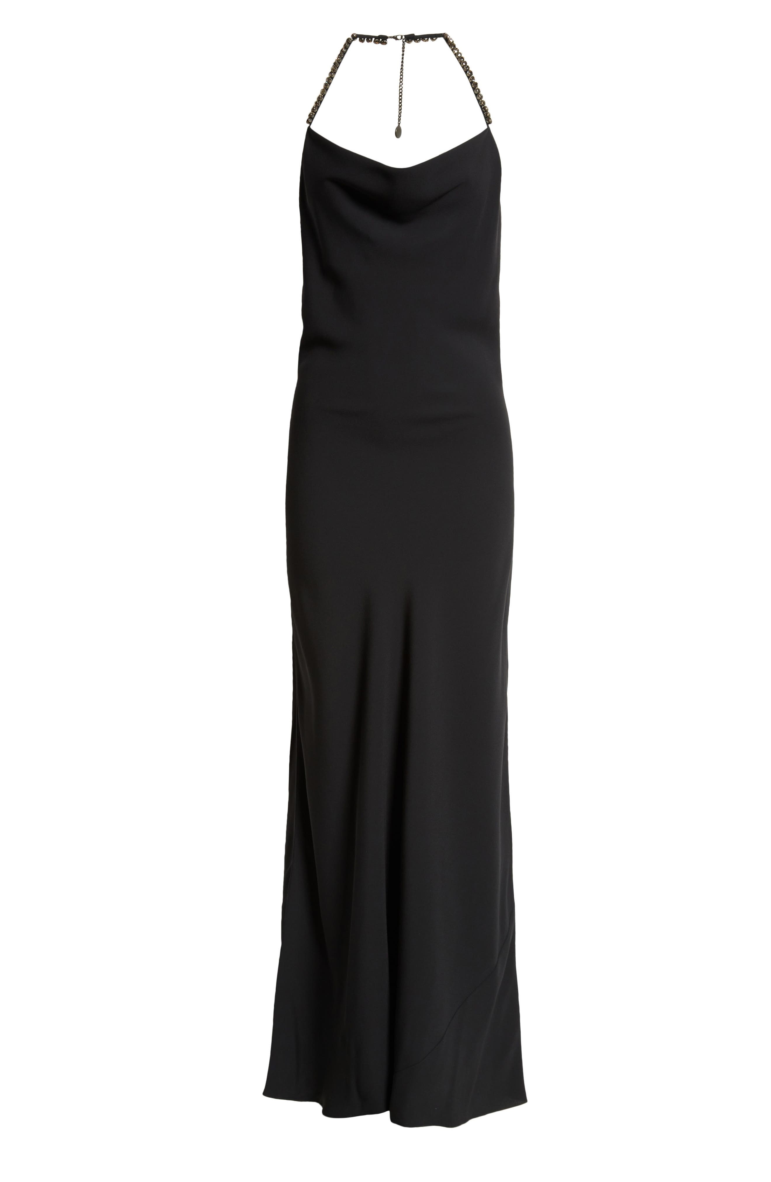 Stella McCartney Crystal Embellished Halter Cocktail Dress in Black at Nordstrom - 5